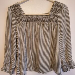 Garnet Hill Black and White Striped Blouse